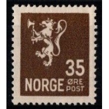 1926 Norge - AFA 122 - Ny løvetype uden streg mellem øre og post - 35 øre olivenbrun - Ustemplet.